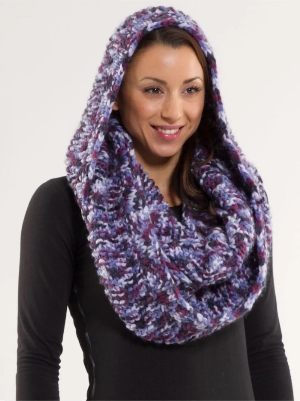 Lululemon Hickey Hider Scarf & Gloves - Black Purple Space Dye - NWT